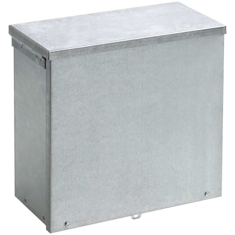 Type 3R Drip Shield Enclosure, Galvanized, Mild Steel, Screw-Cover, with Knockouts, 12 H x 12 W x 4 in. D, Gray