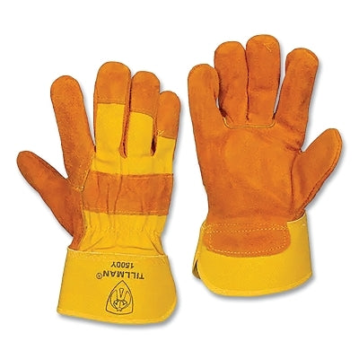 Work Gloves, 1500Y, Standard Shoulder Split Cowhide/Canvas, Bourbon Brown/Yellow, 12 PR/BX
