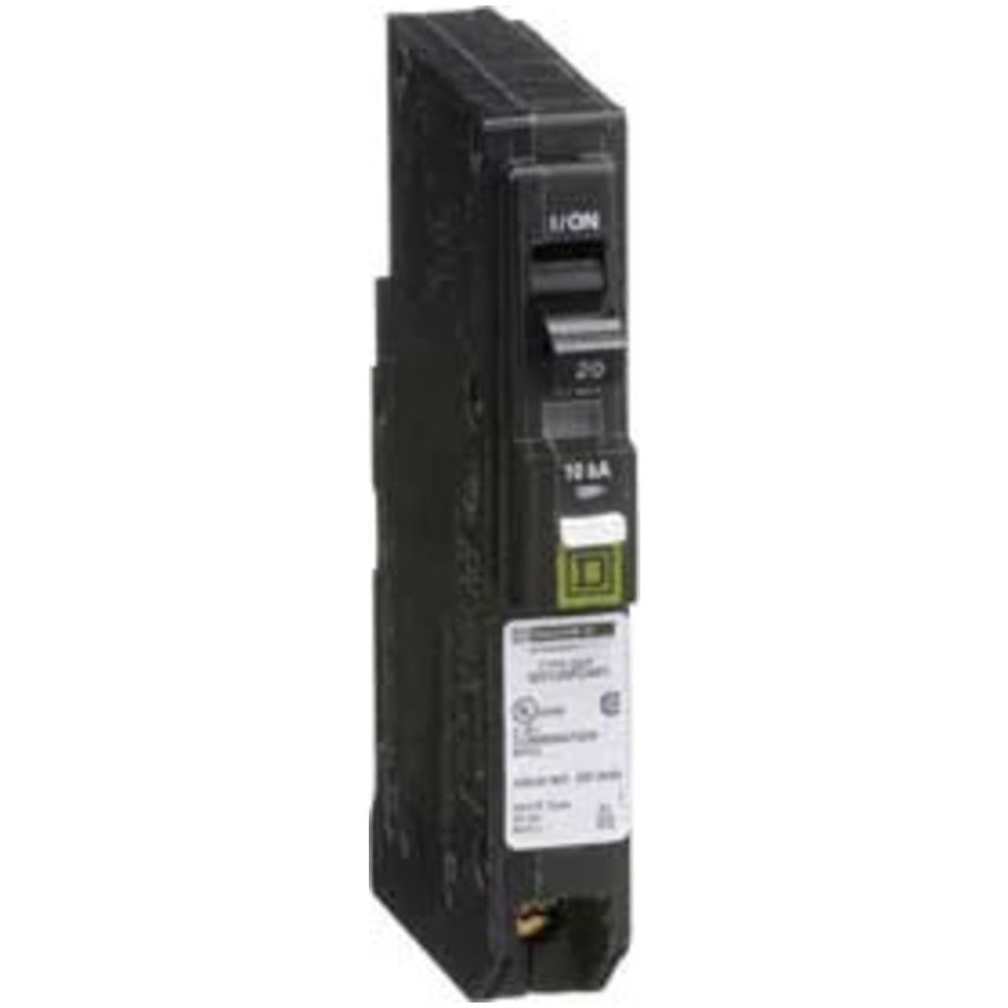 QO Miniature Circuit Breaker, Plug-In, Combination Arc Fault, Plug-In Neutral, 10kA, 120 Vac, 1-Pole, 20A