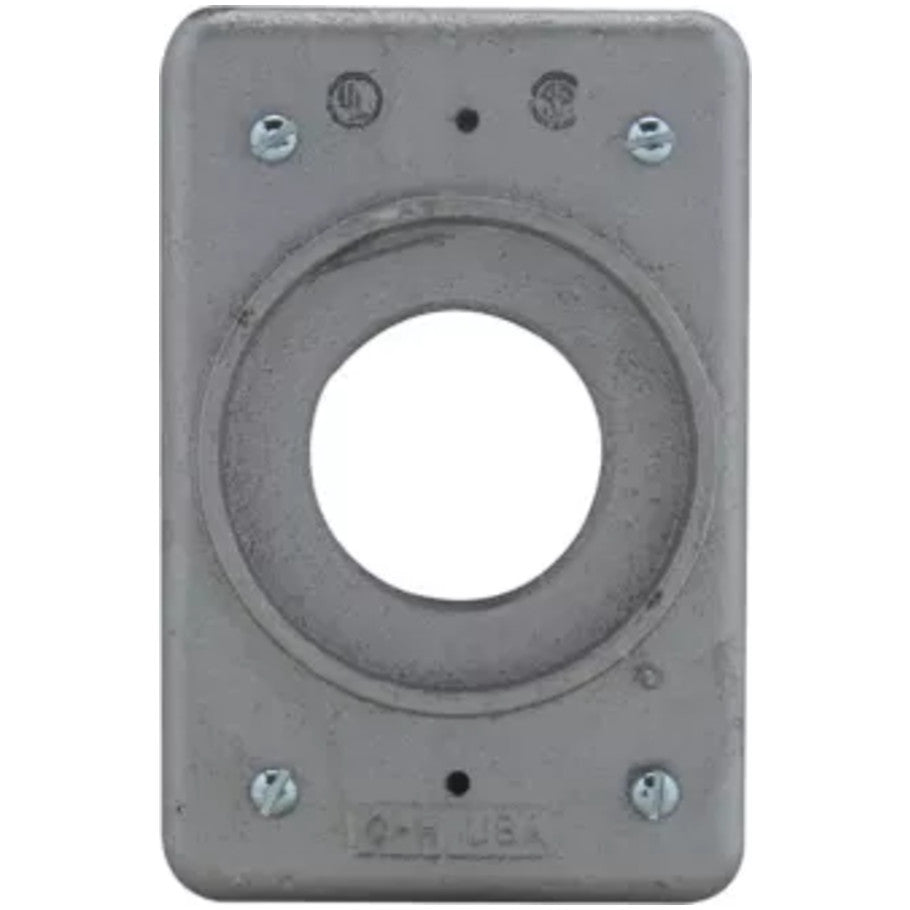 Box Cover, Cast Iron or Aluminum Device Box, 1-Gang, Feraloy Iron Alloy, 1-7/16 in. Diameter Opening