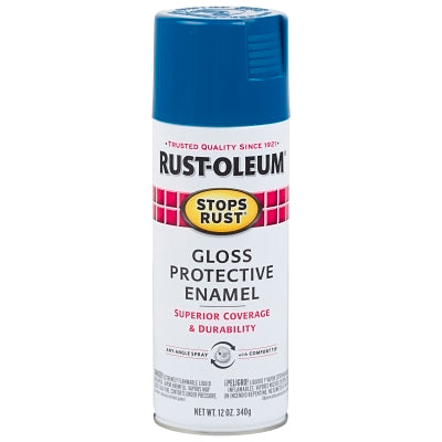 Stops Rust Protective Enamel Spray Paint, 12 oz, Aerosol Can, Royal Blue, Gloss Finish