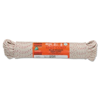 Spot Cord, 1000 lb Capacity, 100 ft, 1/4 in dia, Cotton, White