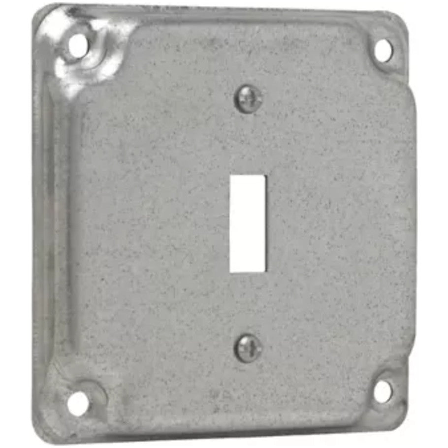 4 in. Square Surface Cover, Steel, Raised 1/2 in., (1)Toggle Switch