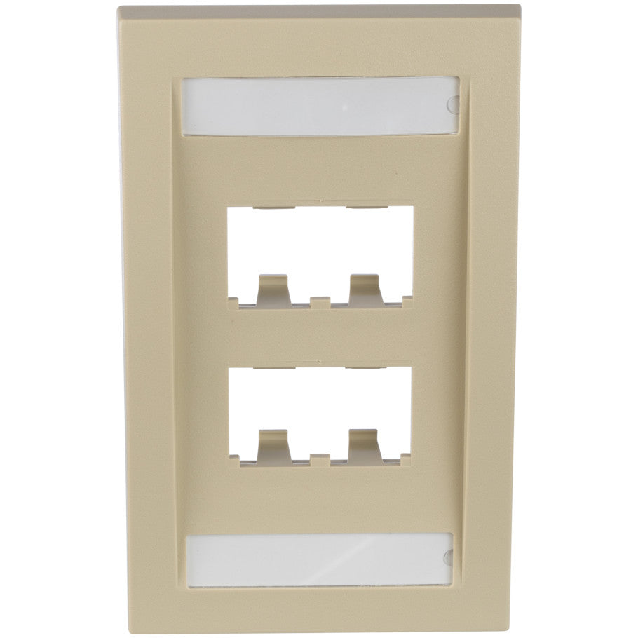 Mini-Com Executive Series Faceplate, 1-Gang, 4-Port, Electric Ivory