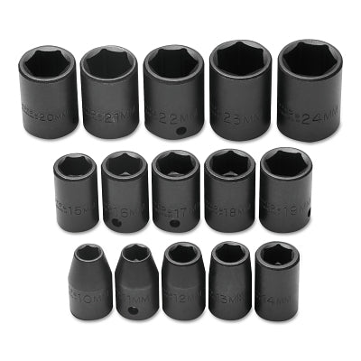 Torqueplus Metric Impact Socket Set, 15-Pc, 1/2 in, 6-point