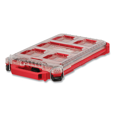 PACKOUT Compact Oraganizer, 8 Small Bins, 2 Large Bin, 8 in W x 12 in D, 1.8 in H, Red