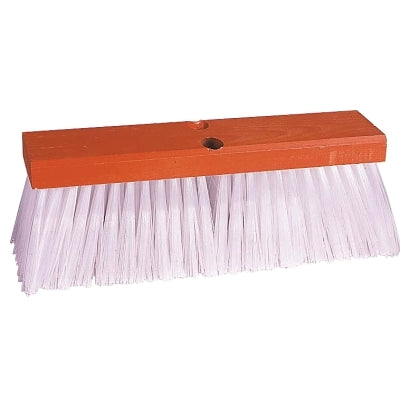 Street Brooms, 14 in Hardwood Block, 4 in Trim, White Polypropylene Fill