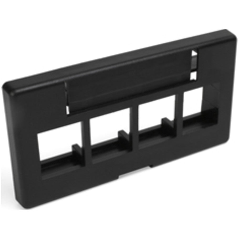 QuickPort Modular Furniture Faceplate, 4-Port, Black