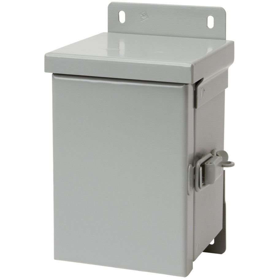 NEMA Type 3R-Small Junction Box, Hinge Cover, Galvanized Steel, Knockouts, 6 x 6 x 4 in.