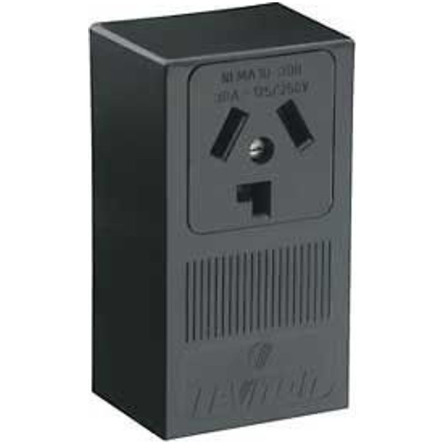Black Thermoplastic Surface-Mount 30A 125/250V 3P3W NEMA 10-30R Single Straight Blade Receptacle