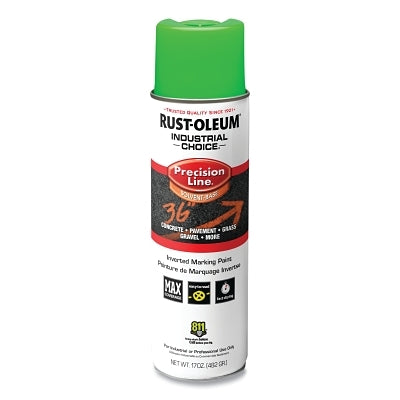 Industrial Choice M1600/M1800 System Precision-Line Inverted Marking Paint, 17 oz, Fluorescent Green, M1600 Solvent-Based