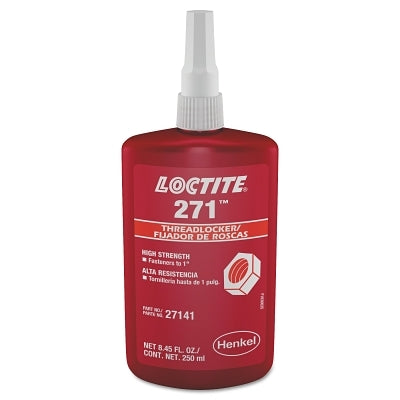 271 Threadlocker, High Strength, 250 mL, Up to 1 in Thread, Red