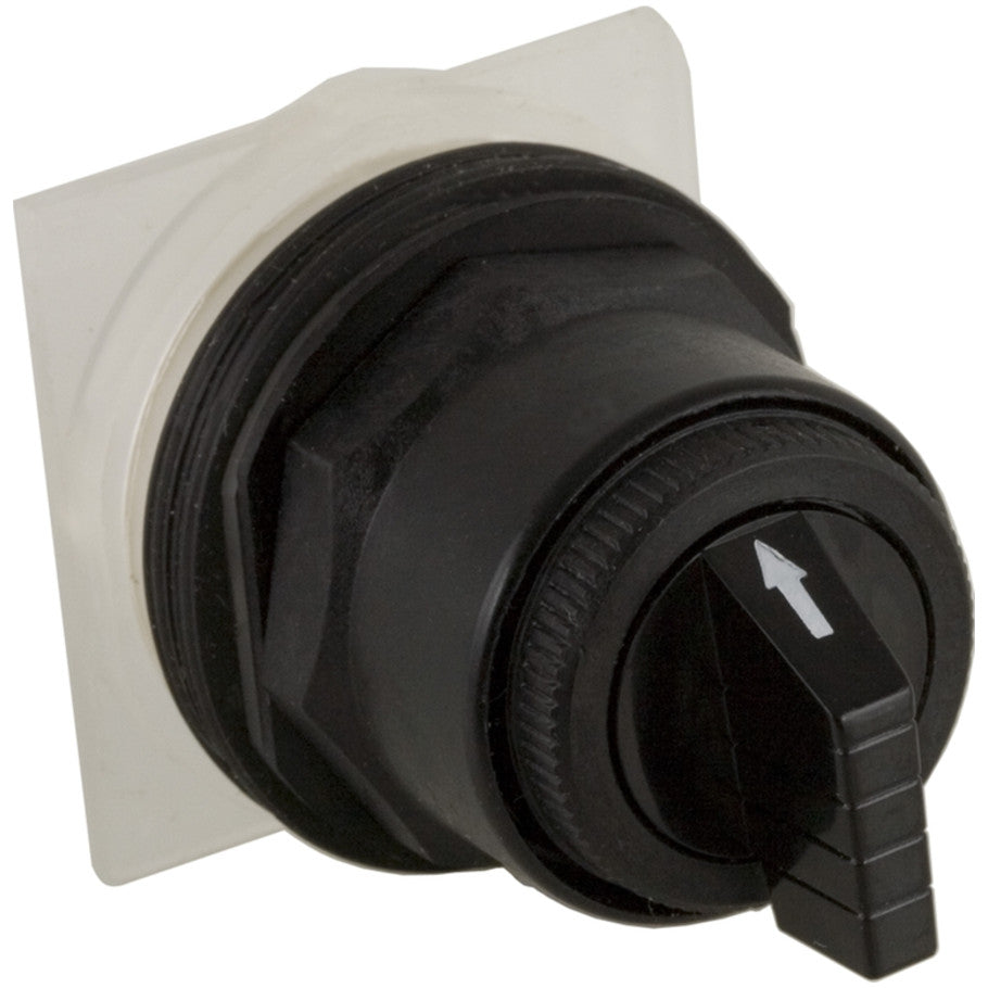 30mm Selector Switch, Non-Illuminated, 3-Position, Operator Only, Manual Return, Black Standard Knob
