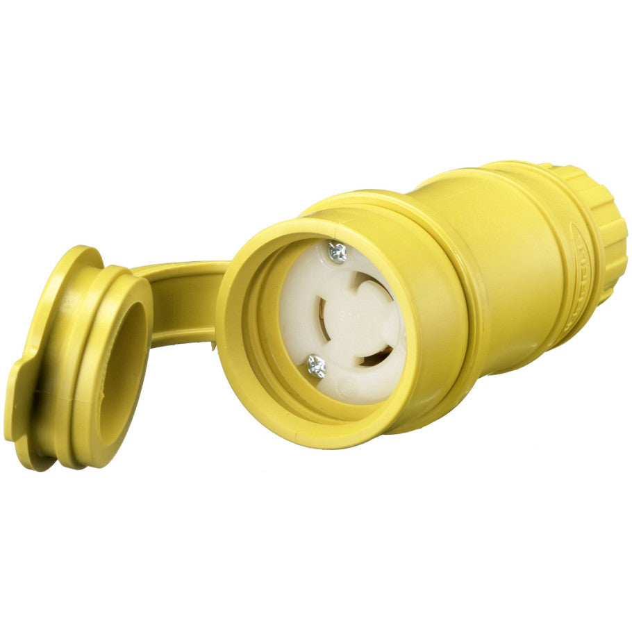 Elastogrip Connector, Water/Dust Tight, 15A, 125V, 2P3W, NEMA L5-15P, Cord Dia. 0.300 to 0.655 in., Yellow