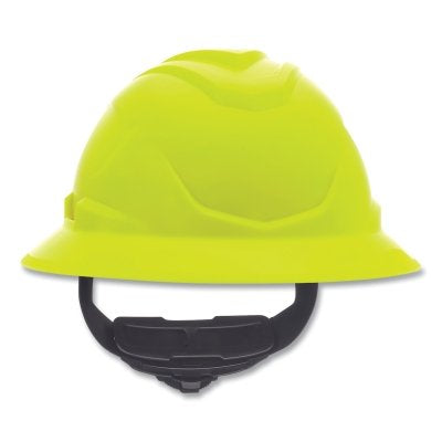 V-Gard C1 Hard Hat, Fas-Trac III 4 Point Ratchet, Non-Vented, Hi-Viz Yellow Green