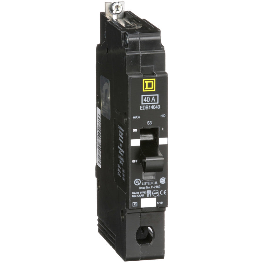 Mini circuit breaker, E-Frame, 40A, 1 pole, 277VAC, 25kA max, bolt on  TAA
