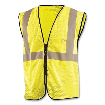 High Visibility Value Safety Vest, Std, Class 2 Type R, Polyester Mesh, 2 in Refl Tape, 1 Pocket, 2XL/3XL, Yellow