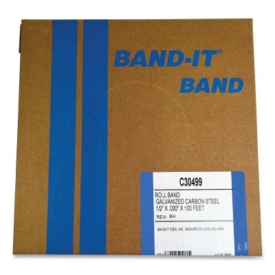 Bands, 1/2 in, 100 ft, 0.03 in, Galvanized Carbon Steel