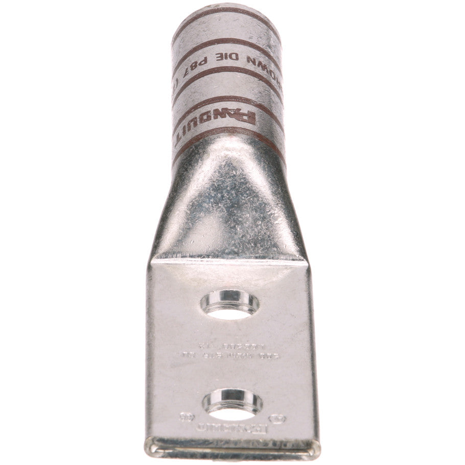 Pan-Lug Compression Lug, 2-Hole, 1/2 in. Stud Size, 500 kcmil, Tin-Plated, Brown