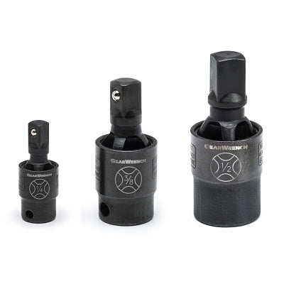 3 Pc. Impact Universal Joint Pinless, 1/2 in; 1/4 in; 3/8 in Dr