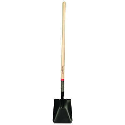 Square Point Transfer Shovel, 9.5 in W x 12 in L, Closed-Back/Forward-Turned Step, 48 in Hardwood Straight Handle