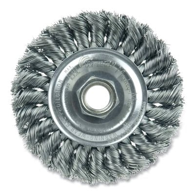 Standard Twist Knot Wire Wheel, 4 in dia, 1/2 in W Face, Steel, 20000 RPM