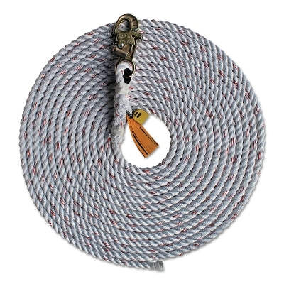 3M 1202754 Rope Lifelines with Snap Hooks, 30 ft, Self-Locking Snap Hook, 310 lb