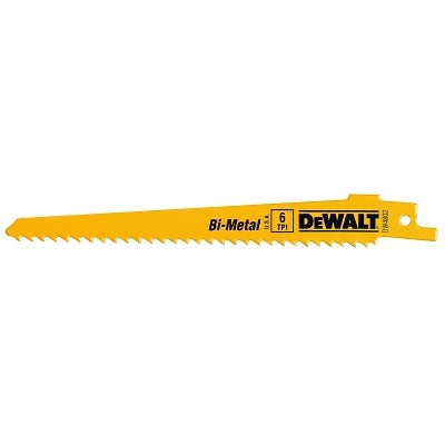 Bi-Metal Reciprocating Saw Blades, 6 in, 6 TPI, Taper Back, Wood, 5/PK