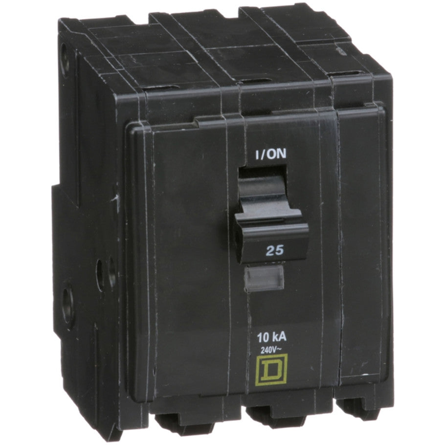 QO Miniature Circuit Breaker, Plug-In, 10kA, Common Trip, 240 Vac, 3-Pole, 25A