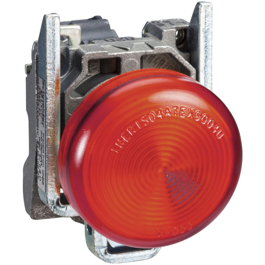 Pilot light, Harmony XB4, metal, red, 22mm, plain lens with BA9s bulb, lt 250V