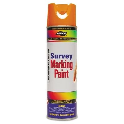 Survey Marking Paint, 20 oz, Aerosol Can, Fluorescent Orange