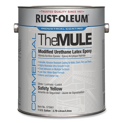 The Mule Modified Urethane Latex Epoxy, 1 gal, Can, Safety Yellow, Gloss