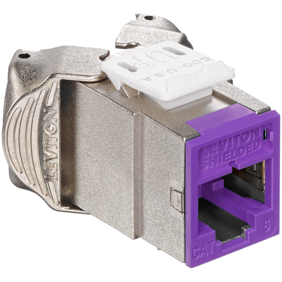 Cat 6 Component-Rated Shielded QuickPort Connector, T568A/B, Purple, 10 per Package, 72 per Package