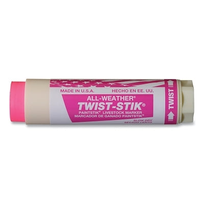 Twist-Stik Livestock Marker, 1.37 in dia, 4.75 in L, Fluorescent Pink