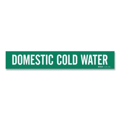Self-Sticking Vinyl Pipe Marker, Domestic Cold water, Green, Vinyl, 2.25 in W, 14 in L