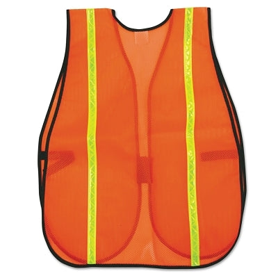 General Purpose Safety Vest, One Size Fits Most, Orange w/ Lime Stripes