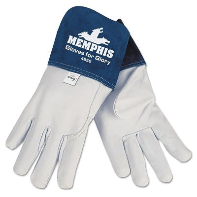 Blue Beast Leather Welding Gloves, Medium, Blue/White, 4.5 in cuff