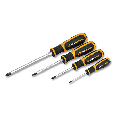Dual Material Screwdriver Set, #0 to #3 Size Range, 4-Pc Pozidriv with Tray