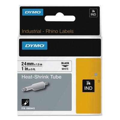 Heat-Shrink Tube, 1 in W x 5 ft L, Black on White