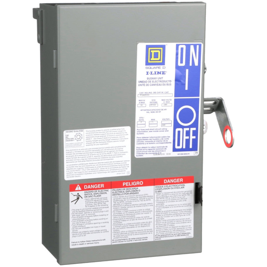 I-Line II Busway FS Plug-In, Fusible, 30A, 120/208VAC, 3-Phase, 3-Wire With Integral Ground Bus