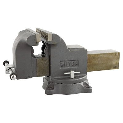 Shop Bench Vise, 8 in Jaw Width, 4 in Throat Depth, Swivel Base