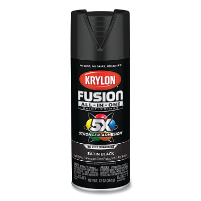 Fusion All-in-One Paint + Primer, 12 oz, Black, Satin