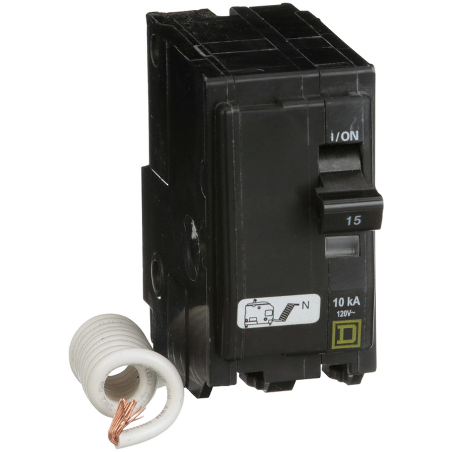 QO Miniature Circuit Breaker, Switch Neutral, Common Trip, 10kA, 120 Vac, 2-Pole, 15A