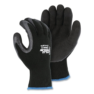 Polar Penguin Winter Gloves, 10/Large, Black with Gray Coating