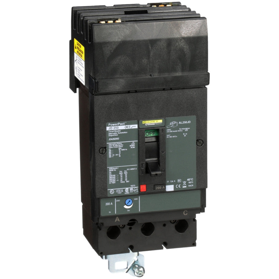 Molded Case Circuit Breaker, 200 A, 600 V, 2-Pole, Unit Mount, 14 kA