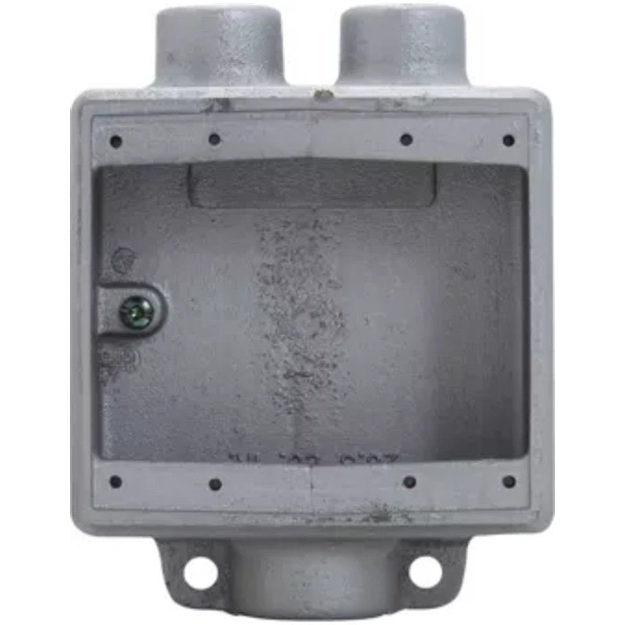 Condulet FS Box, Feraloy Iron Alloy, 1-7/8 Depth, 2-Gang, 1/2 and 3/4 in. End Hubs