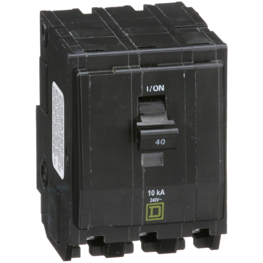 QO Miniature Circuit Breaker, Plug-In, 10kA, Common Trip, 120/240 Vac, 3-Pole, 40A