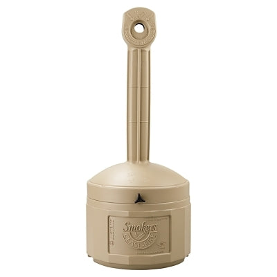 Smokers Cease-Fire Cigarette Butt Receptacles, 16 qt, Polyethylene, Adobe Beige