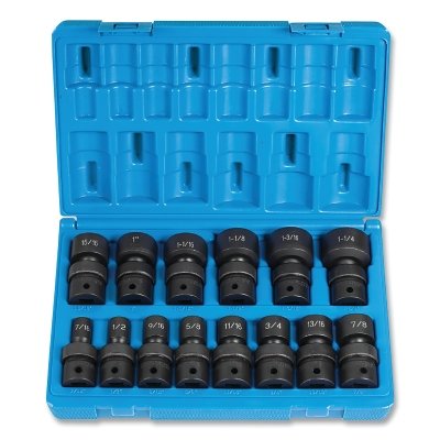 Impact Socket Set, 1/2 in Dr, SAE, 6-point, 7/16 in to 1-1/4 in, 14-Pc STD Length