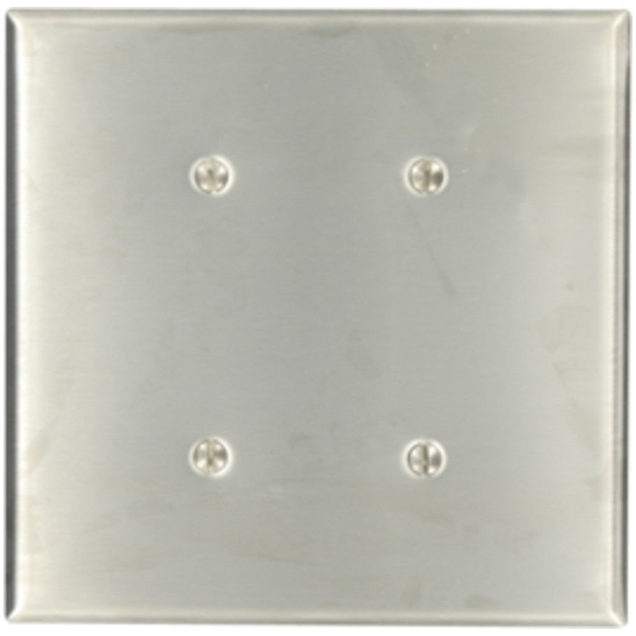 2 Gang Blank Oversized Strap Mounted Stainless Steel Wall Plate